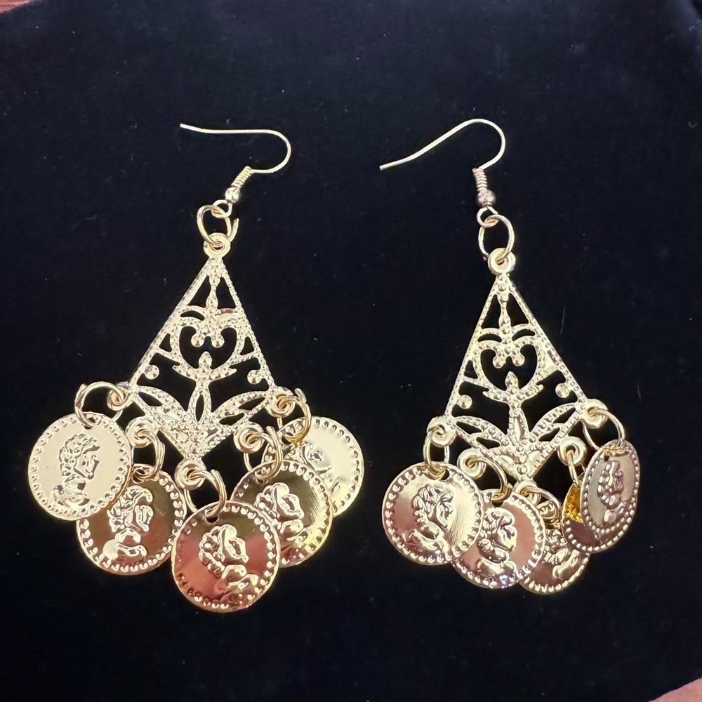 🧩 3/$20 Gypsy Earrings Belly Dancing Musical Gold Earrings